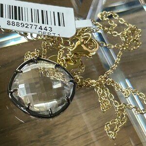 Rarities Carol Brodie Gold-Plated CRYSTAL QUARTZ Drop Necklace NWT